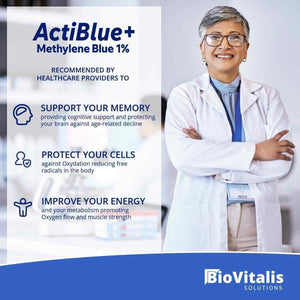 Actiblue+ Methylene Blue 1% : Methylene Blue Pharmaceutical Grade ISO Certified Third Party Lab Tested 99,9% No Formaldehyde No Alcohol No Gluten&Gmo(1Fl.Oz) - Vitamen Store