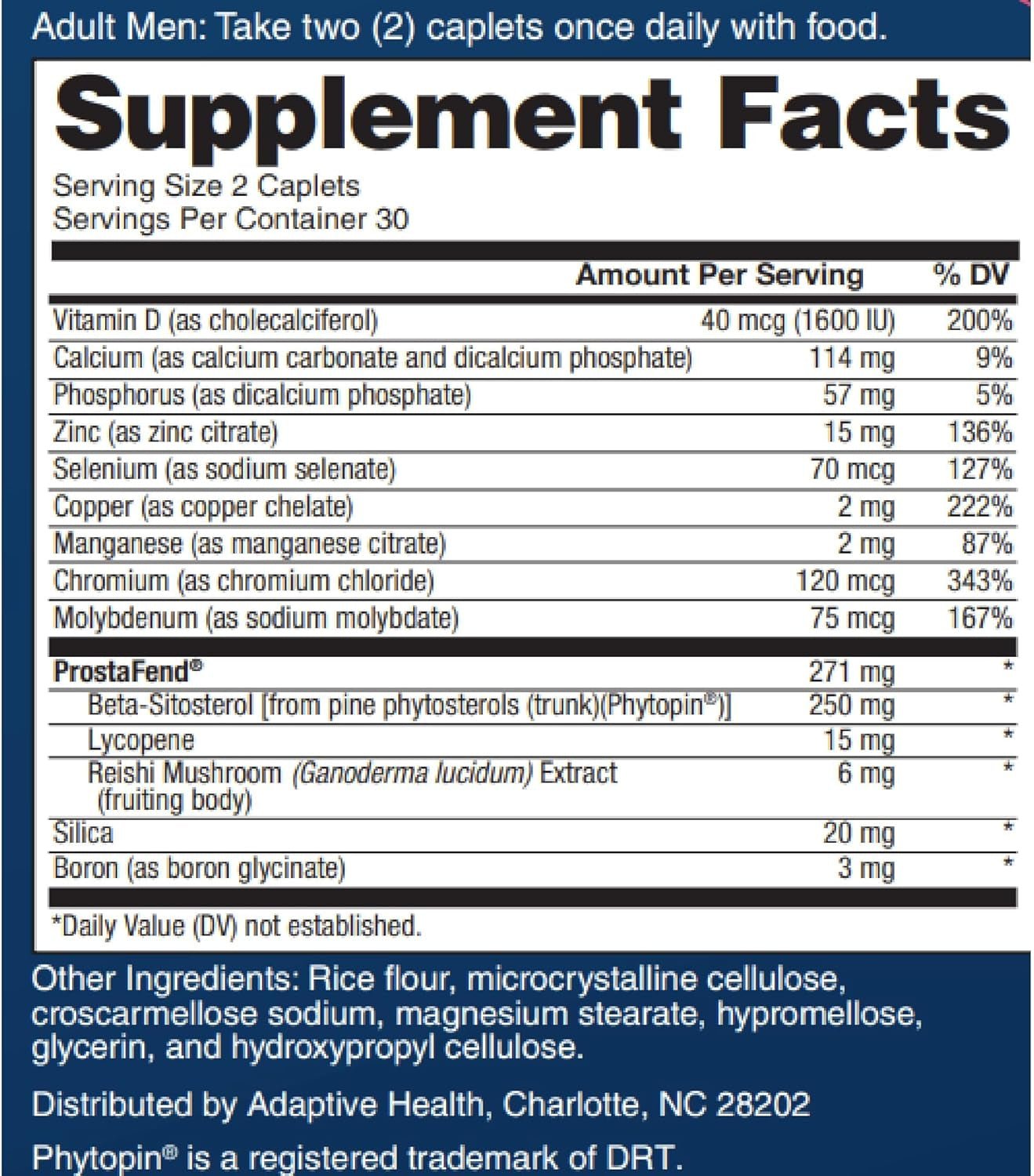 Advanced Prostate Supplement for Men – Beta Sitosterol Not Saw Palmetto. (60 Caplets, 1 - Bottle) - Vitamen Store