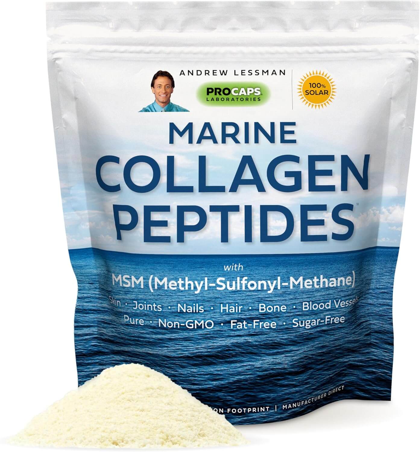 Andrew Lessman Marine Collagen Peptides Powder & MSM 120 Servings - Supports Radiant Smooth Soft Skin, Comfortable Joints. 100% Pure. Super Soluble No Fishy Flavor No Additives Non - Gmo - Vitamen Store