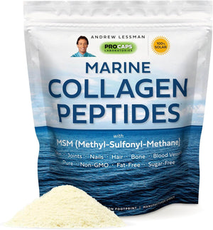 Andrew Lessman Marine Collagen Peptides Powder & MSM 120 Servings - Supports Radiant Smooth Soft Skin, Comfortable Joints. 100% Pure. Super Soluble No Fishy Flavor No Additives Non - Gmo - Vitamen Store