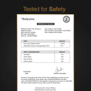 Be Bodywise Pure Himalayan Shilajit Gummies Gold I No Added Sugar I Ashwagandha, Gokshura| Fulvic Acid & 85+ Trace Minerals I for Men, Women I Non - Gmo I 100% Natural & Organic I 120 Gummy I Pouch - Vitamen Store