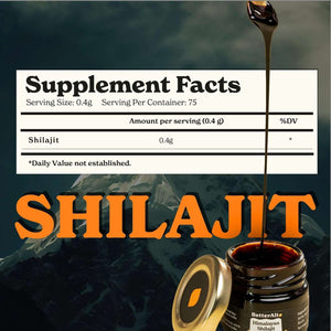 Betteralt Pure Himalayan Shilajit Resin | High Potency for Men & Women | 75 Servings for Stamina and Muscle Building, 85+ Trace Minerals, 75% Fulvic Acid, with Lab Test Report, 400Mg - Vitamen Store