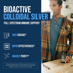 Bioactive Colloidal Silver - 8 Oz, Glass Bottle, Vegan, Safe Doses with Highest Effectiveness - Nano Ions, 30 PPM - Immune Support (48 Servings) - Vitamen Store