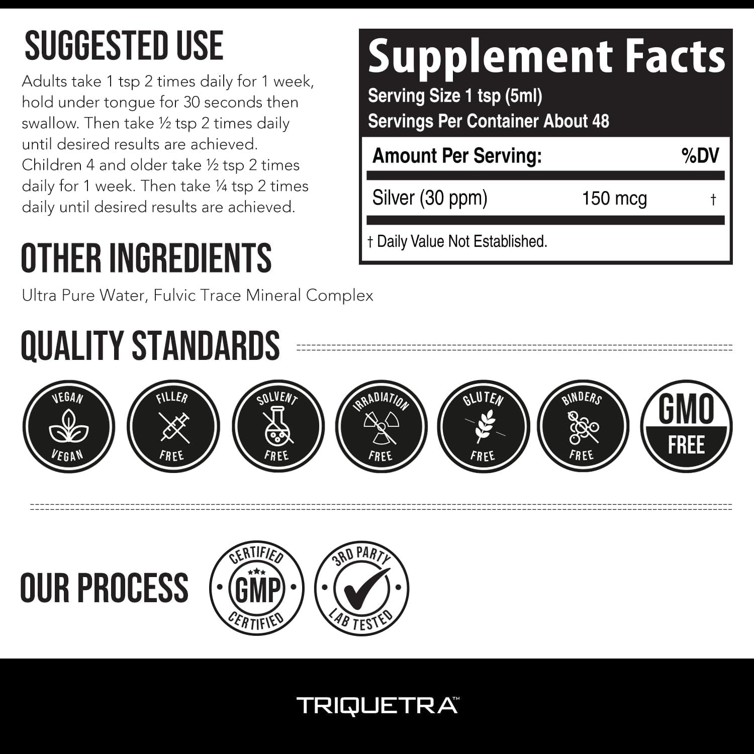 Bioactive Colloidal Silver - 8 Oz, Glass Bottle, Vegan, Safe Doses with Highest Effectiveness - Nano Ions, 30 PPM - Immune Support (48 Servings) - Vitamen Store