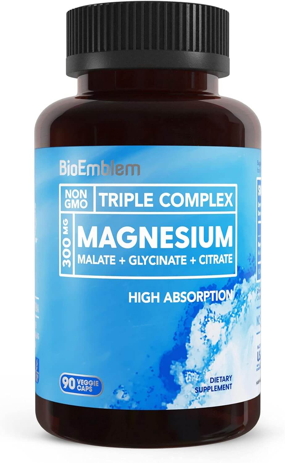 BioEmblem Triple Magnesium Complex – 300 mg Glycinate, Malate & Citrate – High Absorption – Vegan & Non‑GMO – 90 Capsules - Vitamen Store
