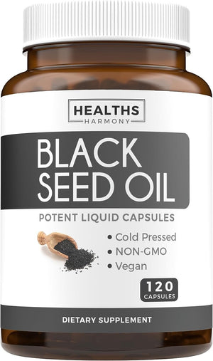 Black Seed Oil – 120 Softgel Capsules – Cold - Pressed Nigella Sativa with Vitamin E – Non - GMO, Vegan – 500 mg Each (1000 mg per 2 - Capsule Serving) - Vitamen Store