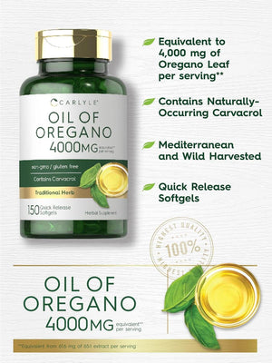 Carlyle Oregano Oil 4000Mg Supplement | 150 Softgel Capsules | Contains Carvacrol | Non - Gmo & Gluten Free Formula - Vitamen Store