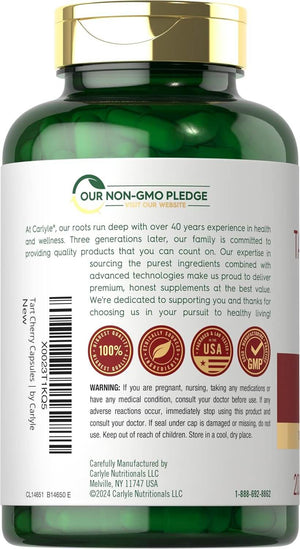 Carlyle Tart Cherry Capsules – 10,500mg Tart Cherry Juice Extract – 200 Pills, Max Potency, Non - GMO & Gluten - Free - Vitamen Store