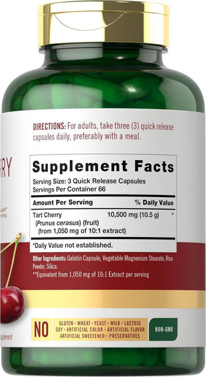 Carlyle Tart Cherry Capsules – 10,500mg Tart Cherry Juice Extract – 200 Pills, Max Potency, Non - GMO & Gluten - Free - Vitamen Store