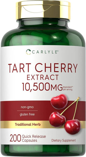 Carlyle Tart Cherry Capsules – 10,500mg Tart Cherry Juice Extract – 200 Pills, Max Potency, Non - GMO & Gluten - Free - Vitamen Store