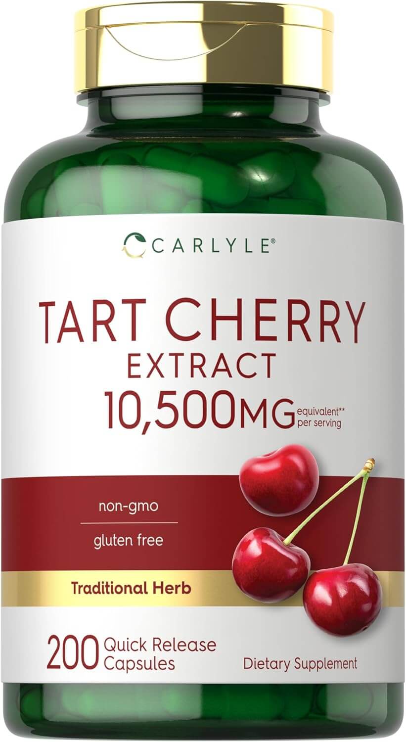 Carlyle Tart Cherry Capsules – 10,500mg Tart Cherry Juice Extract – 200 Pills, Max Potency, Non - GMO & Gluten - Free - Vitamen Store