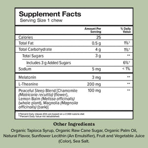 Chewsy Peaceful Sleep Chews, Sleep Support, 3 Mg Melatonin, 200 MGS L - Theanine, Chamomile, Lemon Balm, Magnolia, Nighttime Sleep Aid, Naturally Minty Chews, Promotes Restful Sleep, 30 - Day Supply - Vitamen Store