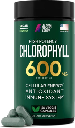 Chlorophyll Capsules 600 Mg - Natural Chlorophyll Pills for Women & Men - Highly Bioavailable Organic Chlorophyll Supplement for Energy, Immunity & Skin Health - Internal Deodorant, Detox & Cleanse - Vitamen Store