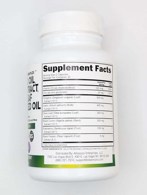 Clean Nutraceuticals Oregano Oil Garlic Extract Olive Leaf Black Seed Oil - Immune Support & Digestive Health Supplement for Women and Men with Vitamin D3 & Zinc - 1Pack - Vitamen Store