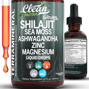 Clean Nutraceuticals Shilajit Liquid Drops with Sea Moss, Ashwagandha, Zinc, Magnesium, and Liquid Vitamins – Terra Mineral - Vitamen Store