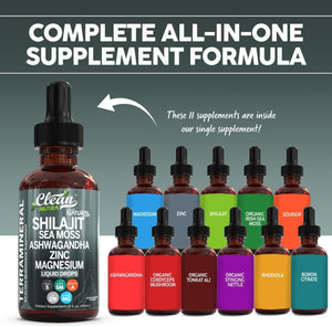 Clean Nutraceuticals Shilajit Liquid Drops with Sea Moss, Ashwagandha, Zinc, Magnesium, and Liquid Vitamins – Terra Mineral - Vitamen Store