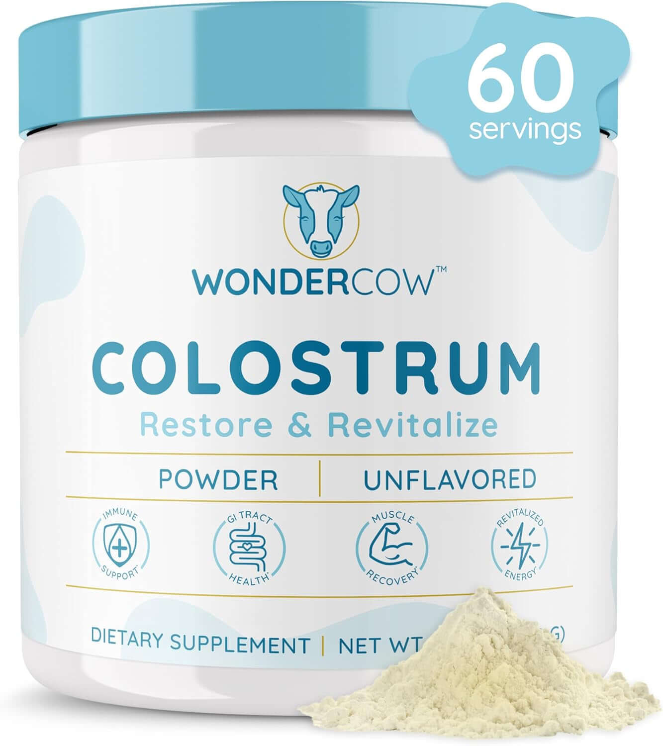 Colostrum Supplement Powder for Gut Health, Immune Support, Muscle Recovery & Wellness | Natural Igg Pure Whole Bovine Colostrum Superfood, Unflavored, 60 Servings - Vitamen Store
