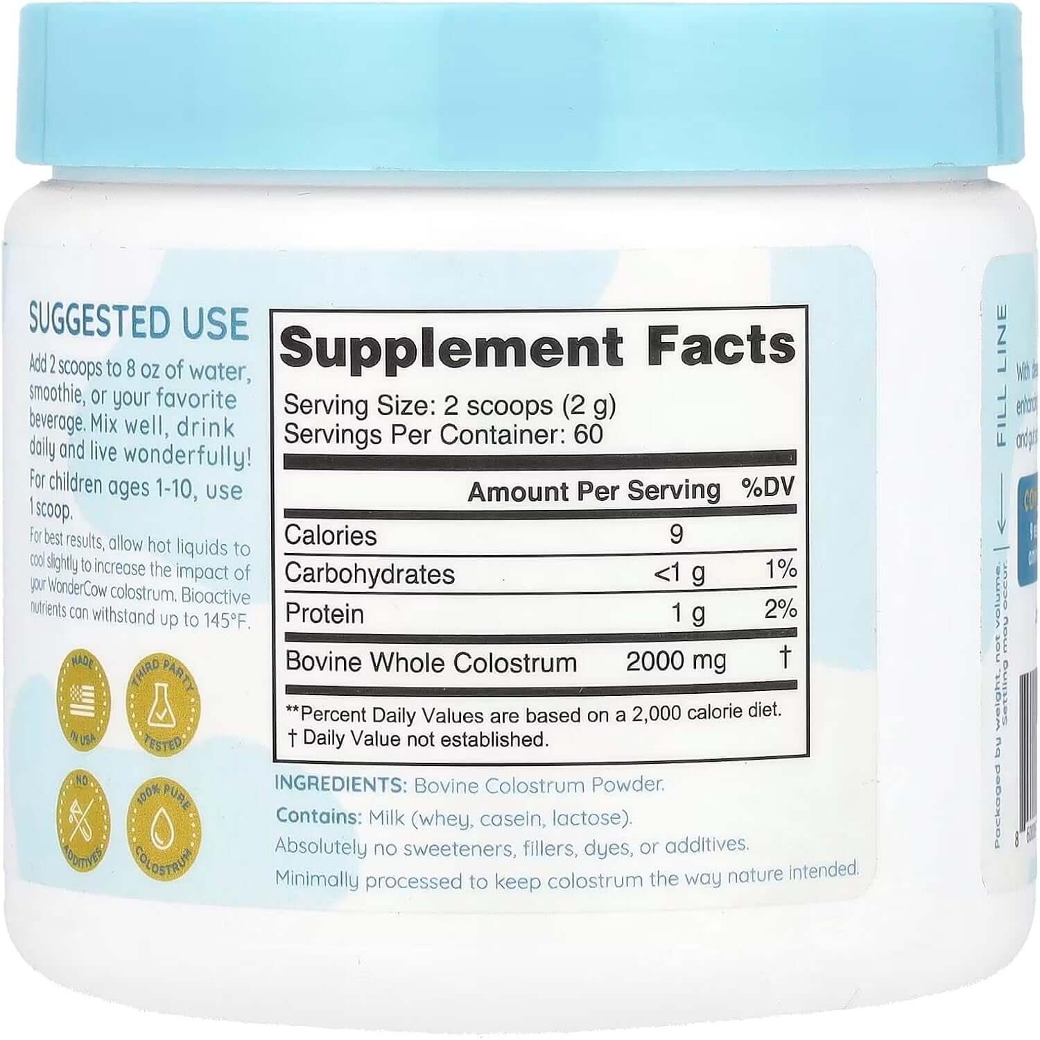 Colostrum Supplement Powder for Gut Health, Immune Support, Muscle Recovery & Wellness | Natural Igg Pure Whole Bovine Colostrum Superfood, Unflavored, 60 Servings - Vitamen Store