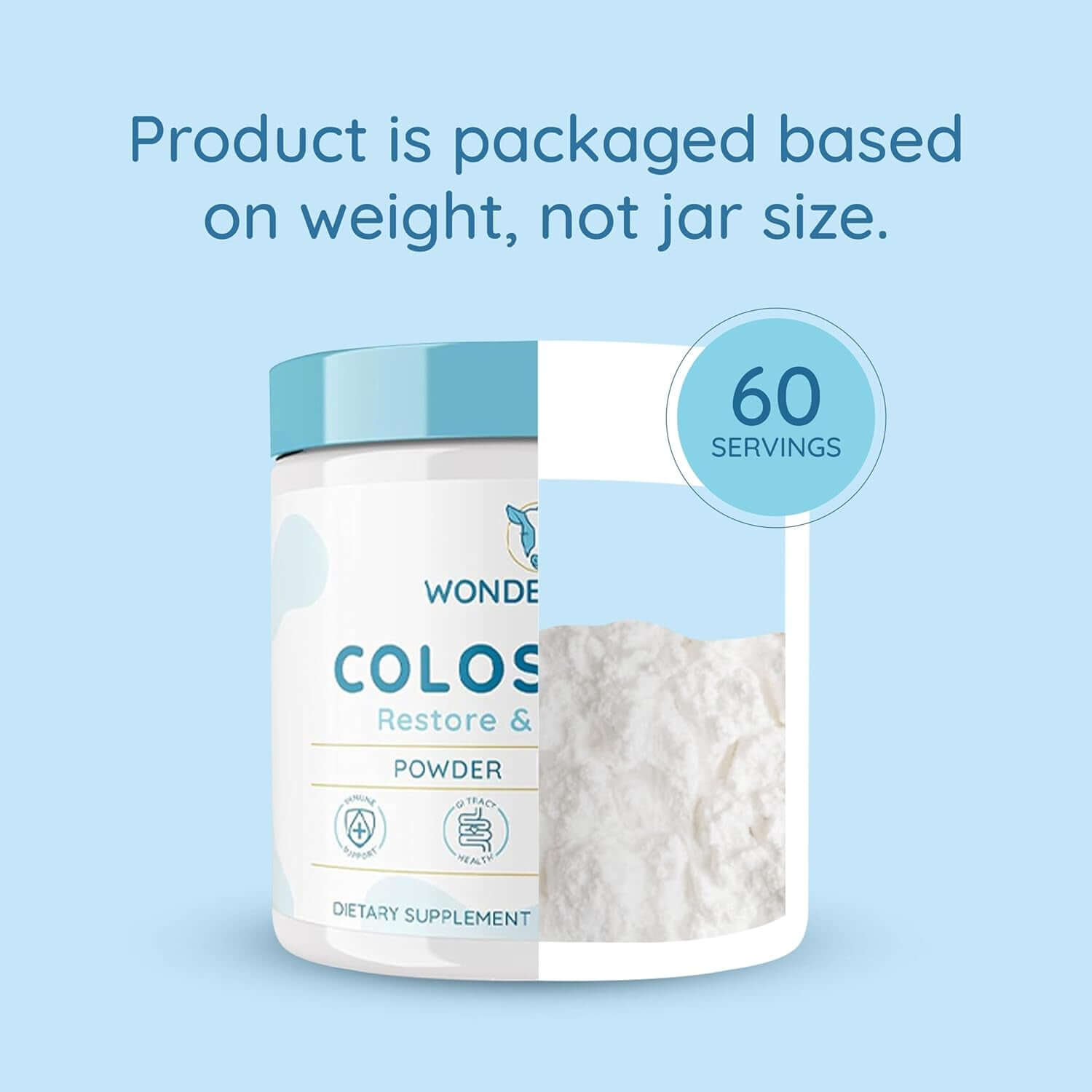 Colostrum Supplement Powder for Gut Health, Immune Support, Muscle Recovery & Wellness | Natural Igg Pure Whole Bovine Colostrum Superfood, Unflavored, 60 Servings - Vitamen Store