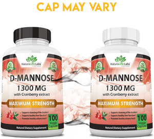 D - Mannose 1,300 mg with Cranberry Extract 100 Veggie Capsules - Vitamen Store