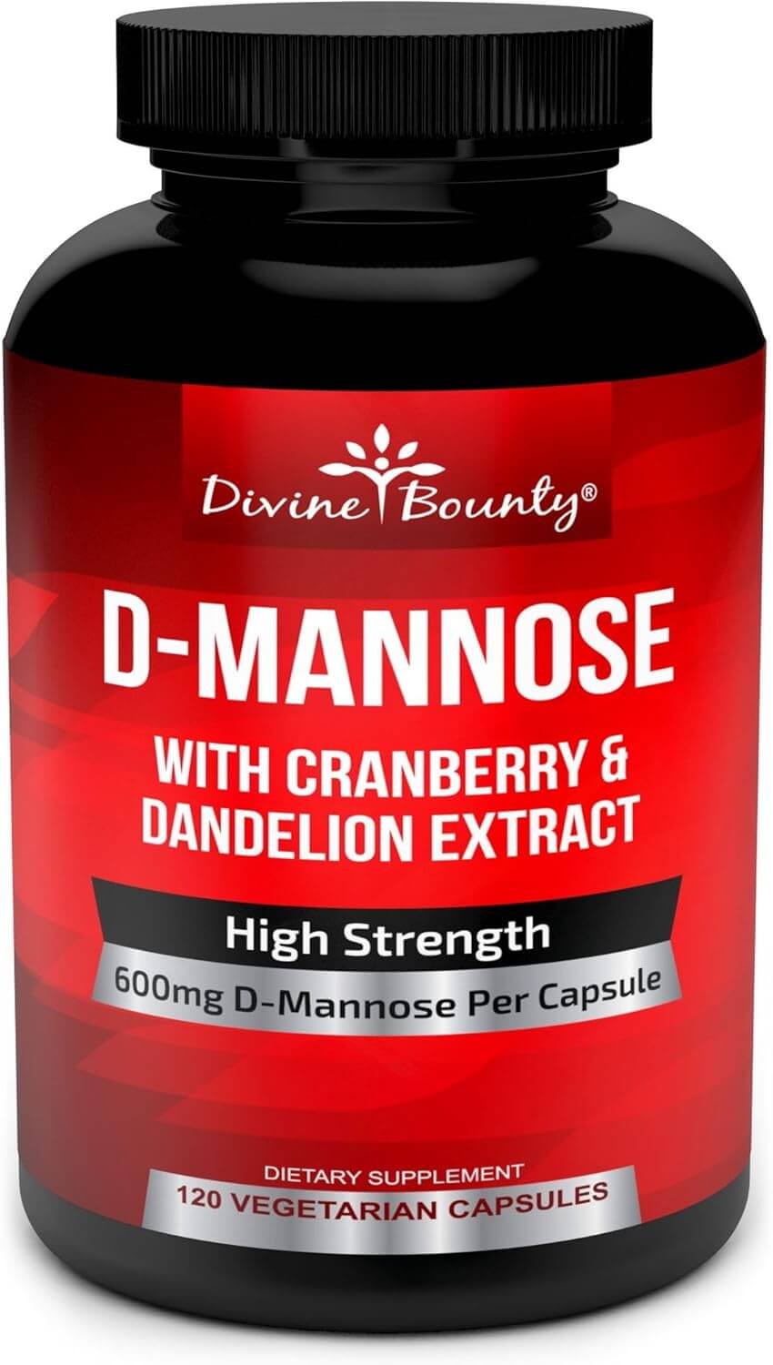 D - Mannose Capsules - 600mg D Mannose Powder per Capsule with Cranberry and Dandelion Extract to Support Normal Urinary Tract Health - 120 Veggie Capsules - Vitamen Store