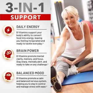 Divine Bounty Super B Complex Vitamins - All B Vitamins Including B12, B1, B2, B3, B5, B6, B7, B9, Folic Acid - Vitamin B Supplement - Support Healthy Energy Metabolism - 180 Vegetarian Capsules - Vitamen Store