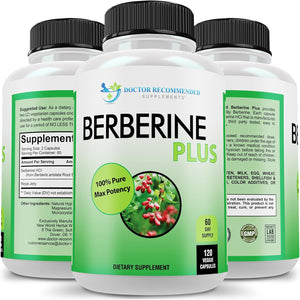 DOCTOR RECOMMENDED SUPPLEMENTS Berberine plus 1200Mg per Serving - 120 Veggie Capsules with Royal Jelly - Vitamen Store