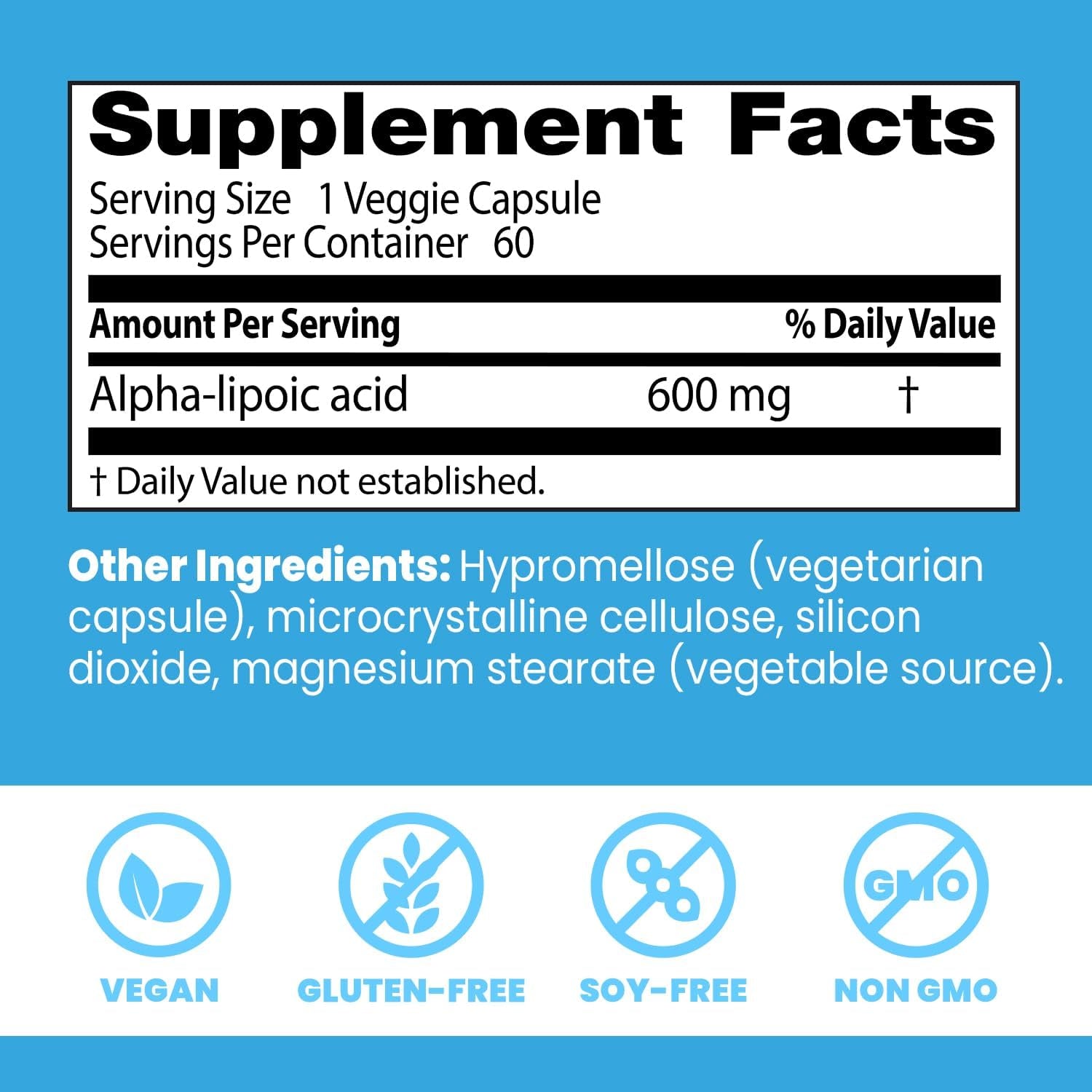 Doctor's Best Alpha - Lipoic Acid – 600 mg – 60 Vegan Capsules – Non - GMO, Gluten - Free, Soy - Free - Vitamen Store
