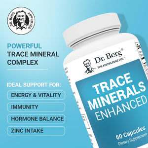 Dr. Berg Trace Minerals Enhanced Complex - Complete with 70+ Minerals Including 10 Mg of Zinc - Dietary Supplement - 60 Capsules - Vitamen Store