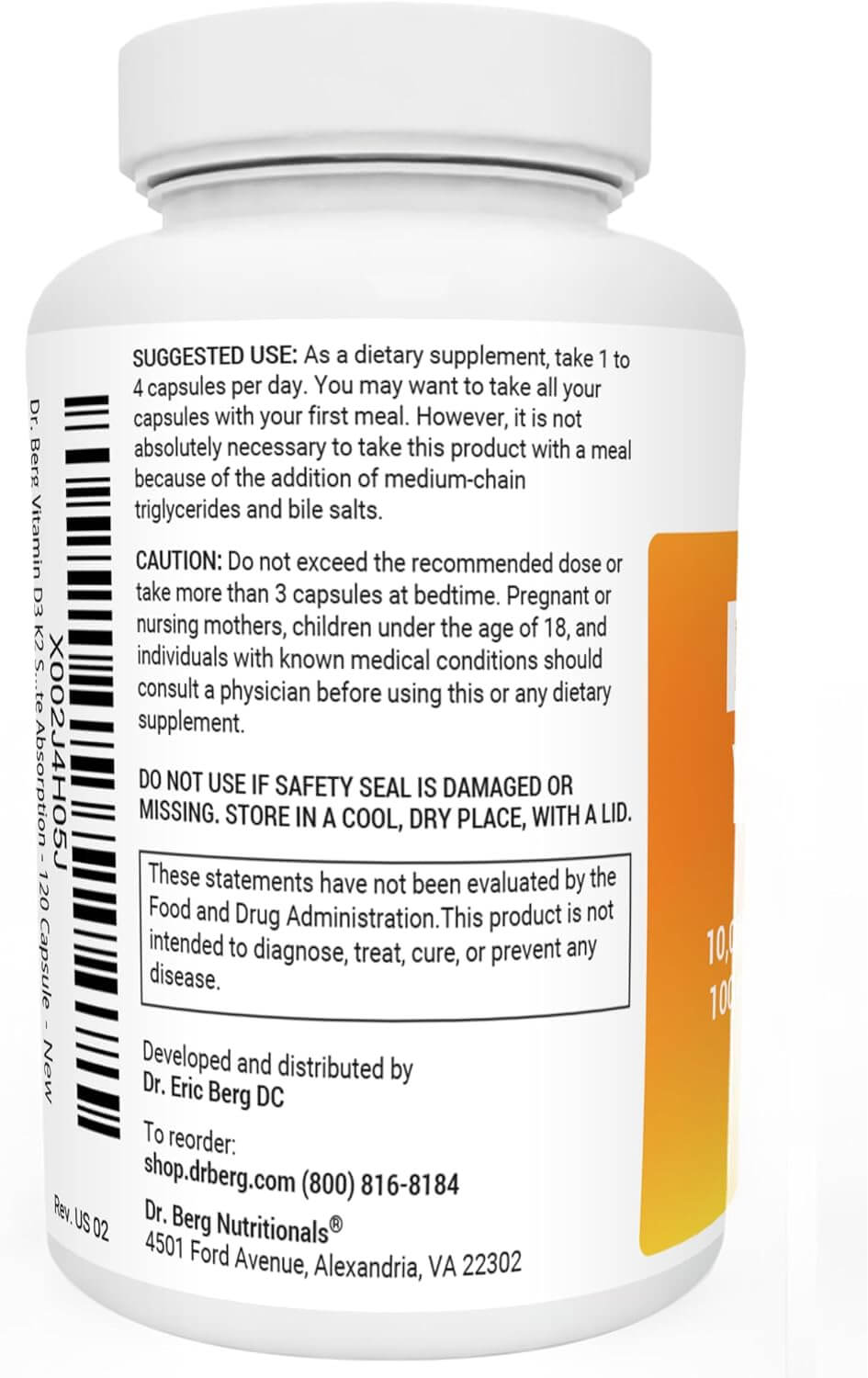 Dr. Berg'S Vitamin D3 K2 Supplement W/Mct Oil - Includes 10,000 IU of Vitamin D3, 100 Mcg MK7 Vitamin K2 - 120 Capsule - Vitamen Store