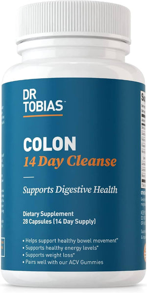 Dr. Tobias Colon 14 Day Cleanse – with Cascara Sagrada, Psyllium Husk, Senna Leaf & Probiotics – Non - GMO, 28 Capsules (1 - 2 Daily) - Vitamen Store