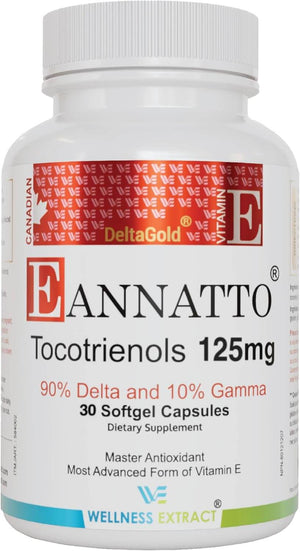 Eannatto Tocotrienols Vitamin E Supplement – Tocopherol Free, 125mg, 30 Softgels – Non - GMO & Gluten - Free - Vitamen Store