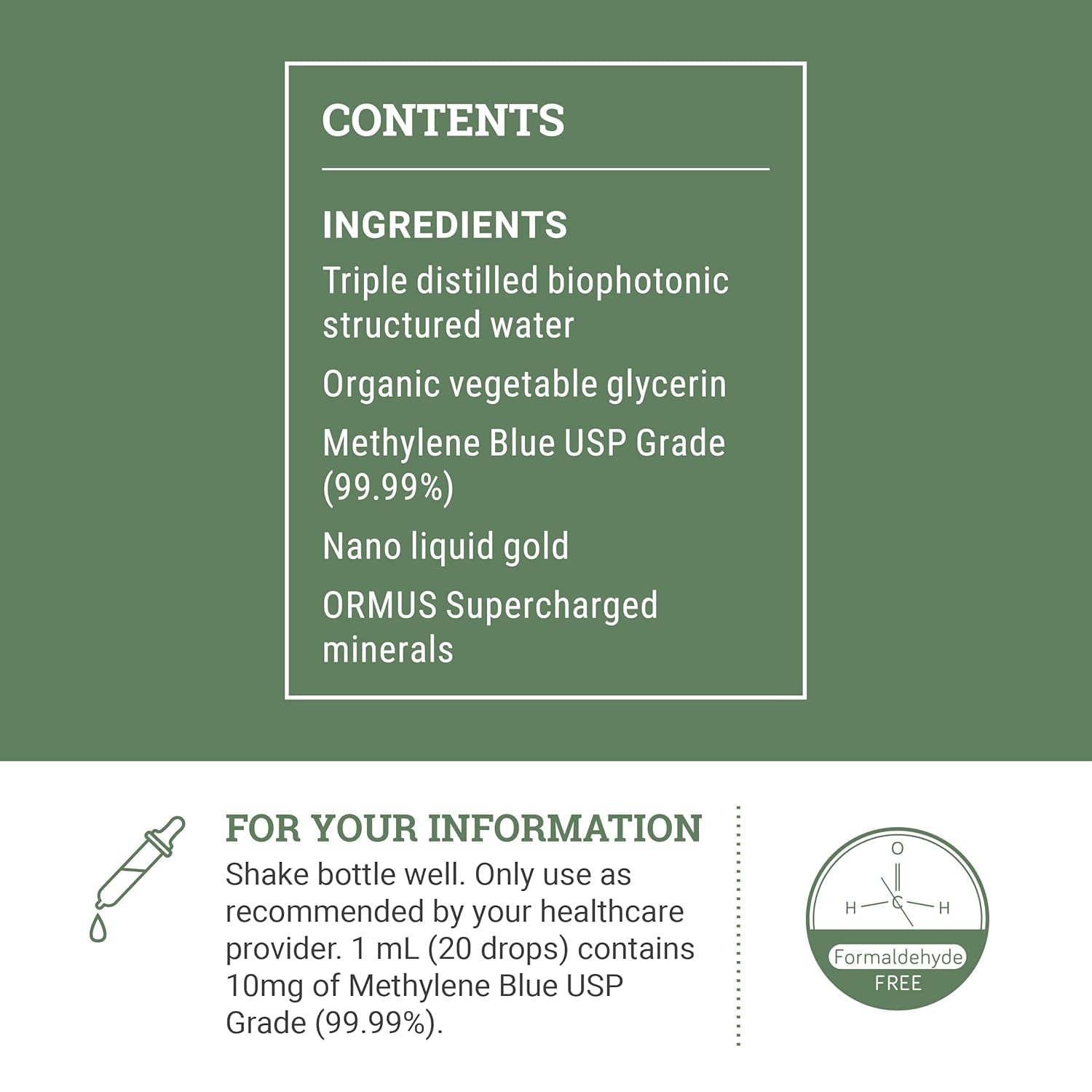 Earth Harmony Methylene Blue 1% USP Grade with Nano Liquid Gold - 2 Oz - Vitamen Store