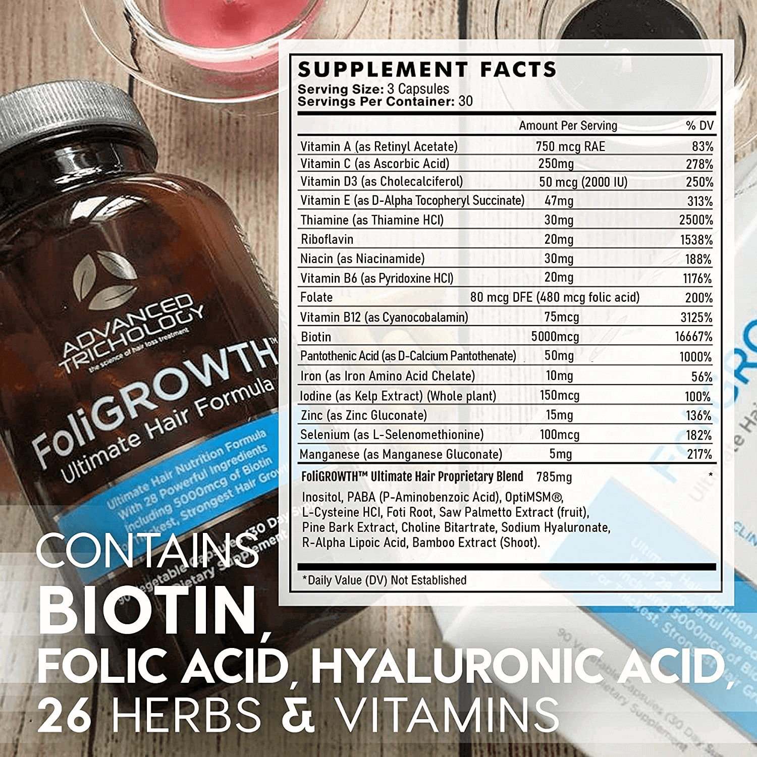 Foligrowth™ Hair Growth Supplement for Thicker Fuller Hair | Approved* by the American Hair Loss Association | Revitalize Thinning Hair, Backed by 20 Years of Experience in Hair Loss Treatment Clinics - Vitamen Store