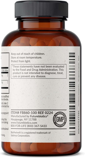 Futurebiotics Ashwagandha Extra Strength Stress & Mood Support with Bioperine - Non GMO Formula, 120 Vegetarian Capsules - Vitamen Store