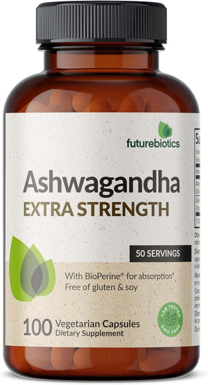 Futurebiotics Ashwagandha Extra Strength Stress & Mood Support with Bioperine - Non GMO Formula, 120 Vegetarian Capsules - Vitamen Store