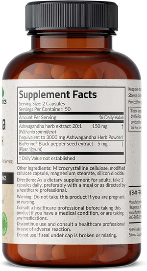 Futurebiotics Ashwagandha Extra Strength Stress & Mood Support with Bioperine - Non GMO Formula, 120 Vegetarian Capsules - Vitamen Store