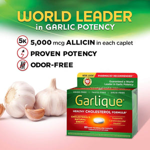 Garlique Garlic Extract – 5000mcg Allicin – Odorless & Vegan - Friendly Supplement, 60 Caplets - Vitamen Store