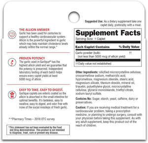 Garlique Garlic Extract – 5000mcg Allicin – Odorless & Vegan - Friendly Supplement, 60 Caplets - Vitamen Store