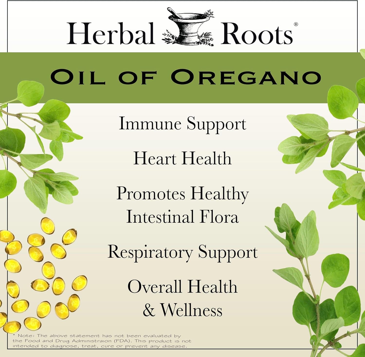 Herbal Roots Oil of Oregano – Mediterranean Oregano Oil – Extra Strength 150 mg – 90 Softgel Capsules - Vitamen Store