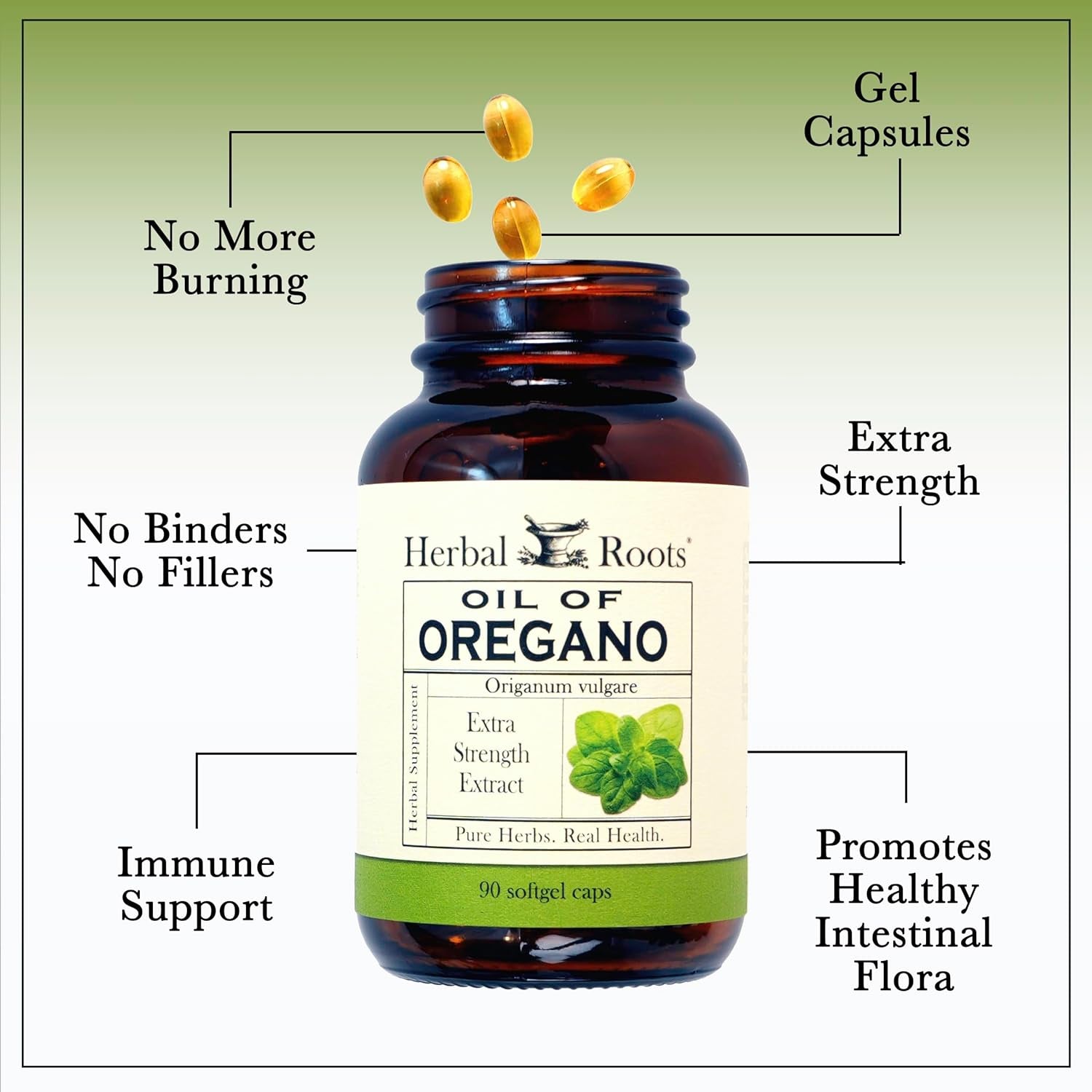 Herbal Roots Oil of Oregano – Mediterranean Oregano Oil – Extra Strength 150 mg – 90 Softgel Capsules - Vitamen Store