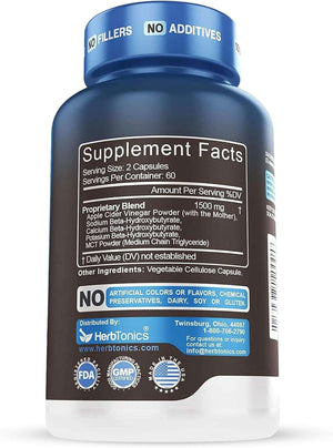 Herbtonics GLP - 1 Apple Cider Vinegar Capsules – 120 Keto ACV Capsules - Vitamen Store