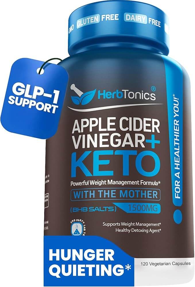 Herbtonics GLP - 1 Apple Cider Vinegar Capsules – 120 Keto ACV Capsules - Vitamen Store