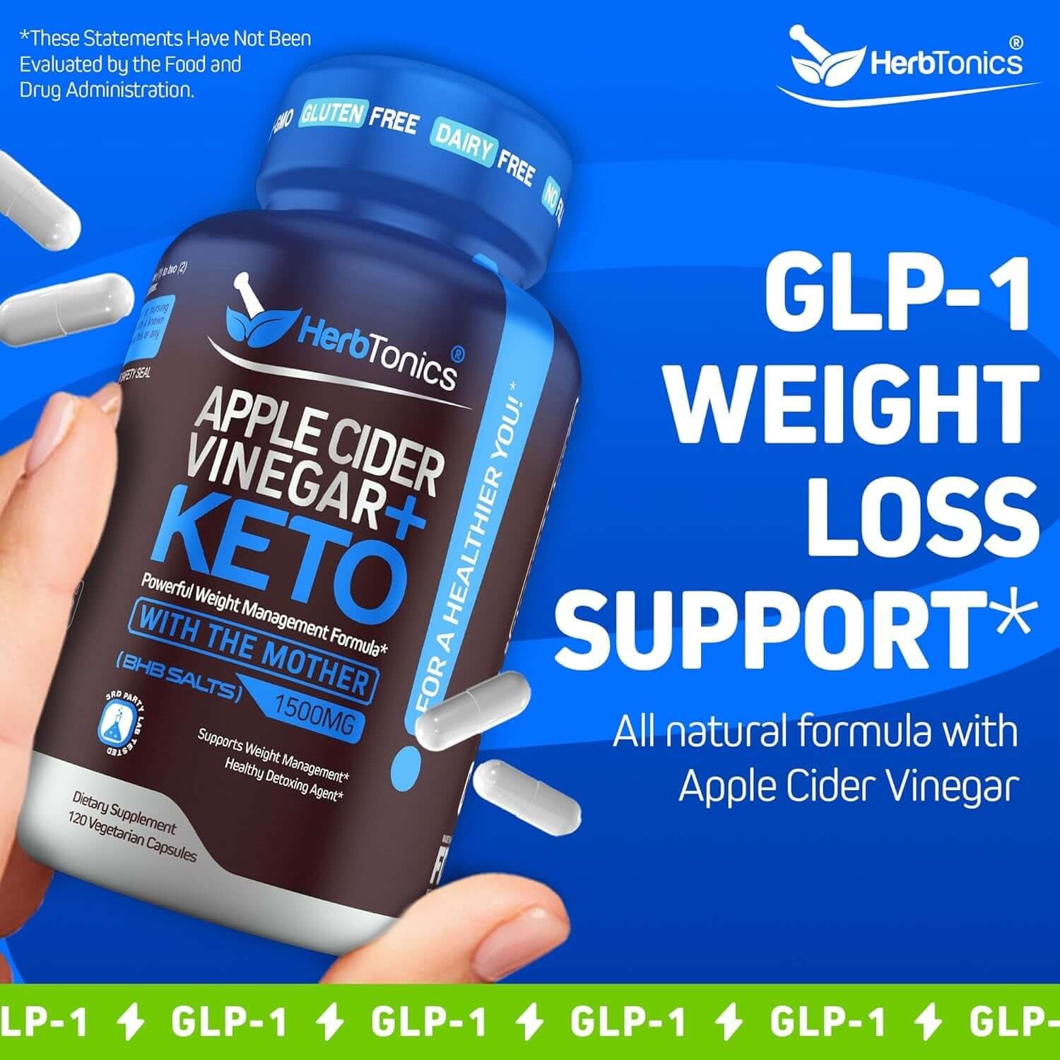 Herbtonics GLP - 1 Apple Cider Vinegar Capsules – 120 Keto ACV Capsules - Vitamen Store