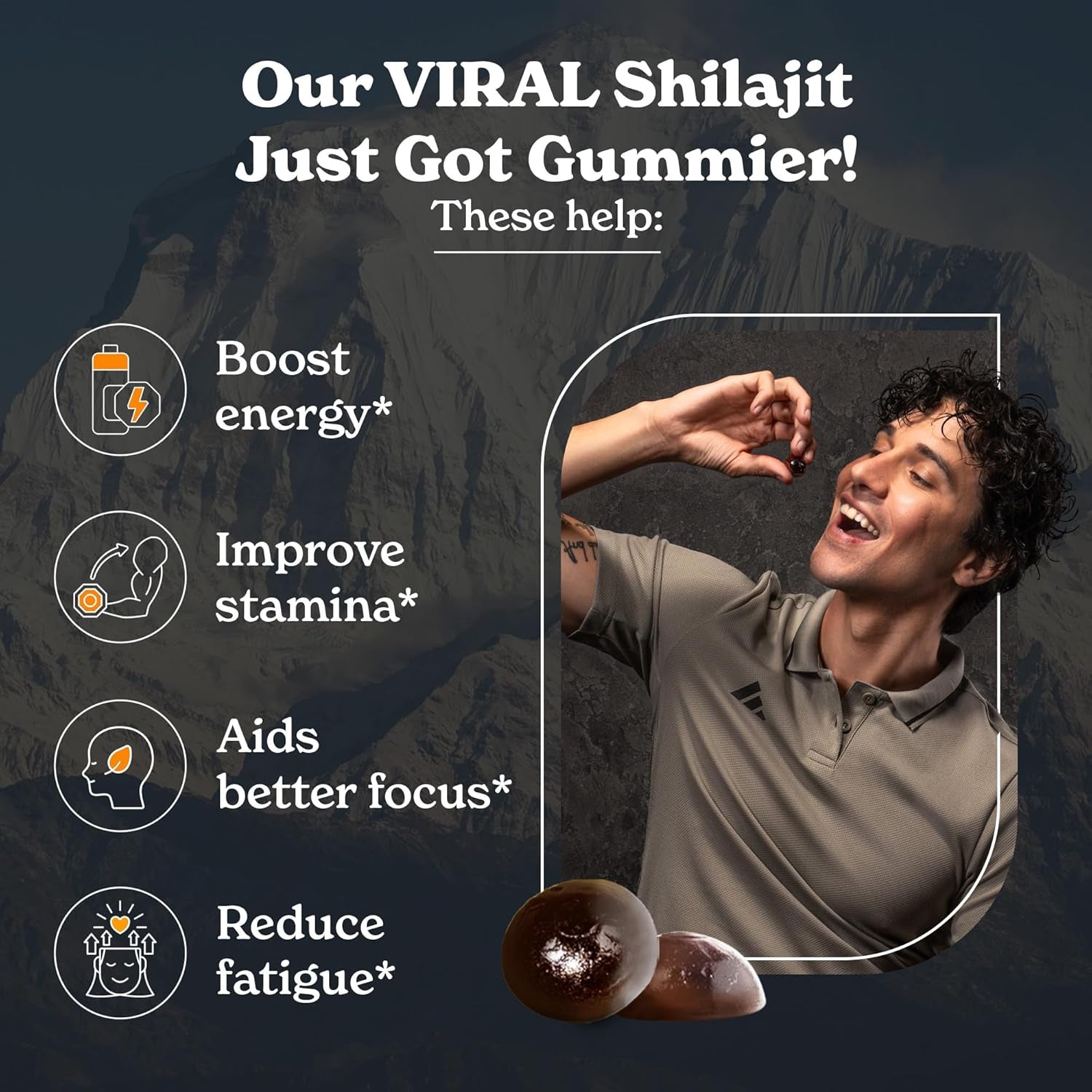 Himalayan Shilajit Gummies - Gold Grade Shilajit, 75%+ Fulvic Acid - Tamarind Flavor - 60 Count - Vitamen Store
