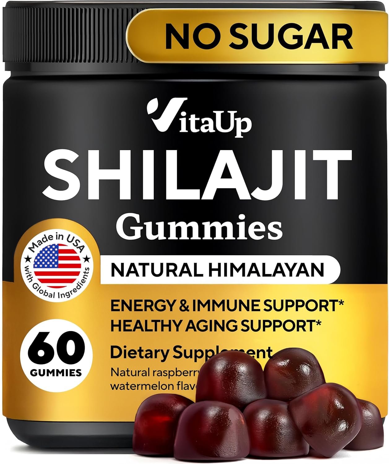 Himalayan Shilajit Gummies – Sugar - Free with Fulvic Acid – Individually Wrapped – 60 Gummies - Vitamen Store