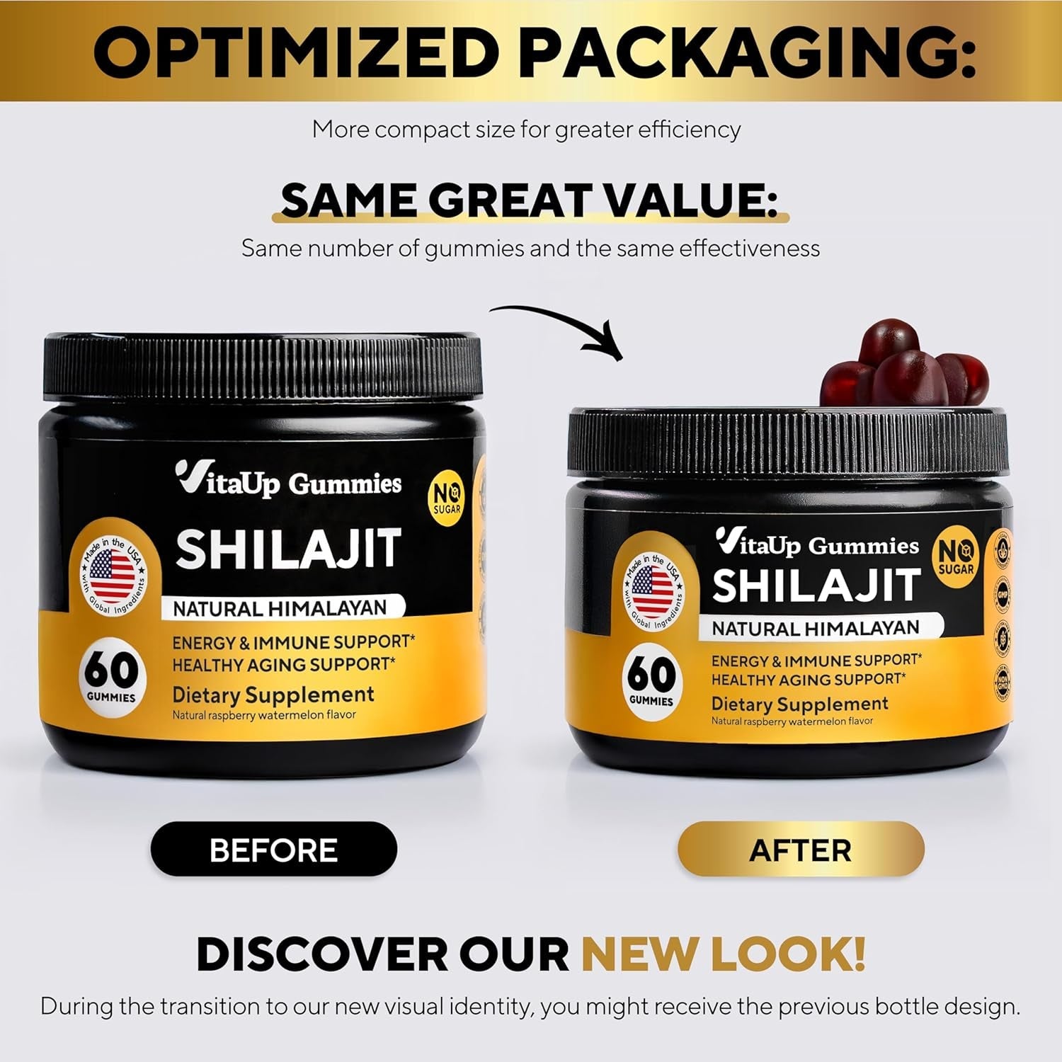 Himalayan Shilajit Gummies – Sugar - Free with Fulvic Acid – Individually Wrapped – 60 Gummies - Vitamen Store