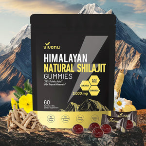 Himalayan Shilajit Gummies with Ashwagandha & Gokshura | 85+ Trace Minerals & Fulvic Acid | Organic, Non - Gmo Micronutrient Supplement for Men & Women | 100% Pure & Natural - Vitamen Store