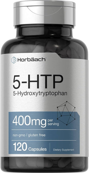 Horbäach 5 - HTP 400mg – Extra Strength 5 - Hydroxytryptophan Supplement – 120 Capsules, Non - GMO & Gluten - Free - Vitamen Store