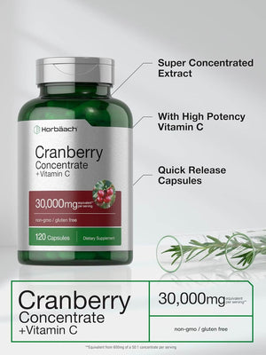Horbaach Cranberry (30,000 mg) + Vitamin C 150 Capsules - Vitamen Store